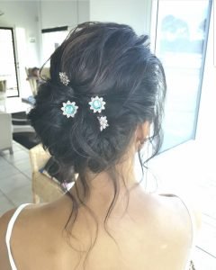 Messy bun with flowers